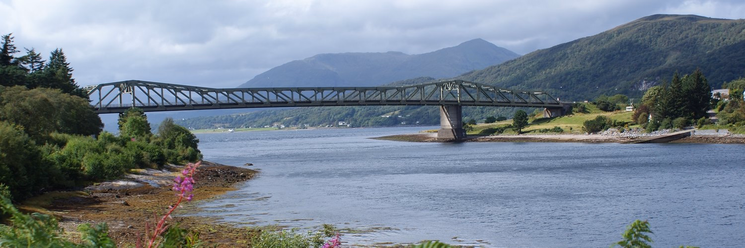 Ballachuilish bridge and the narrows at the entrance of Loch Leven
